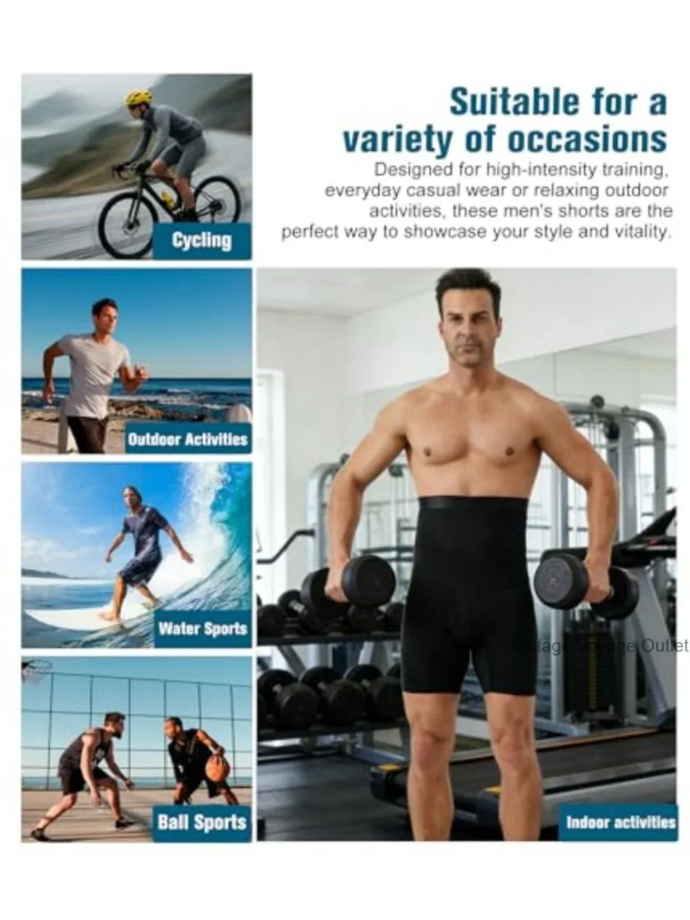 Men's Compression Shorts High Waist Tummy Control Shapewear Seamless 88% Nylon